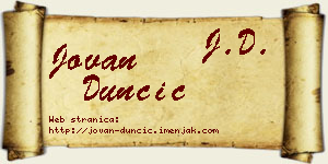 Jovan Dunčić vizit kartica